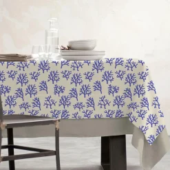 Nappe rectangulaire coton enduit (150 x 250 cm) Moorea Bleue