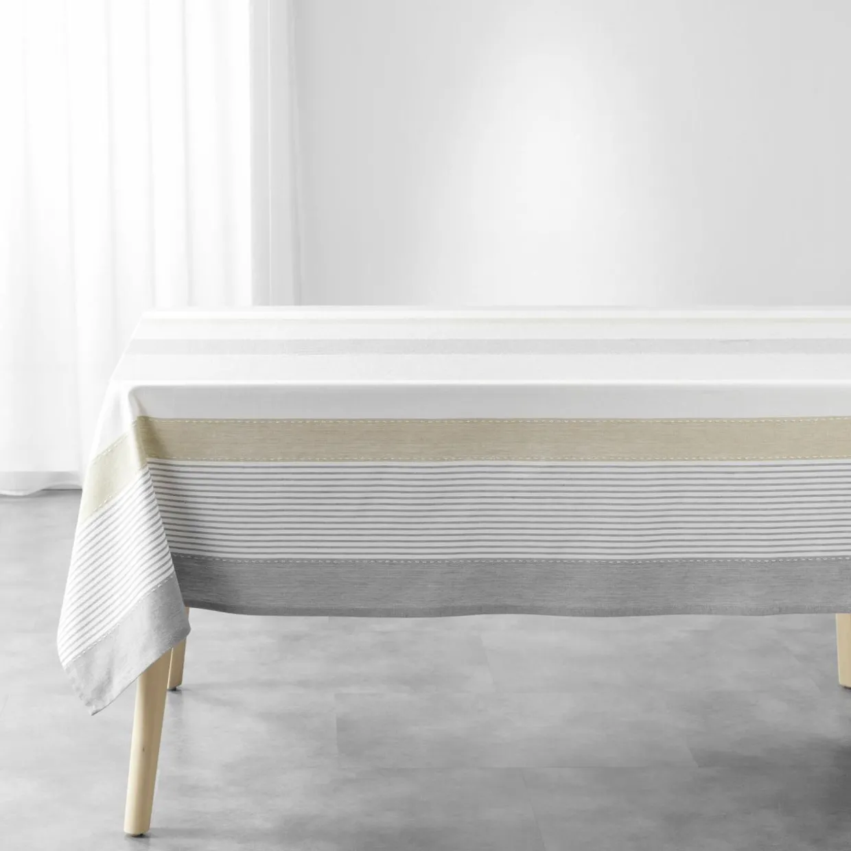 Nappe rectangulaire coton tissé (140 x 240 cm) Iliade Blanche