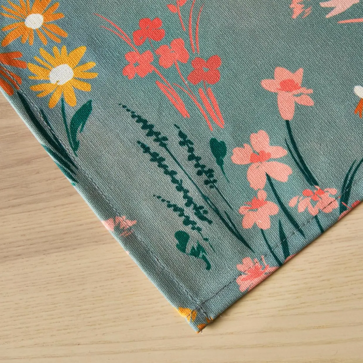 Nappe rectangulaire coton enduit (150 x 350 cm) Juliette Vert eucalyptus