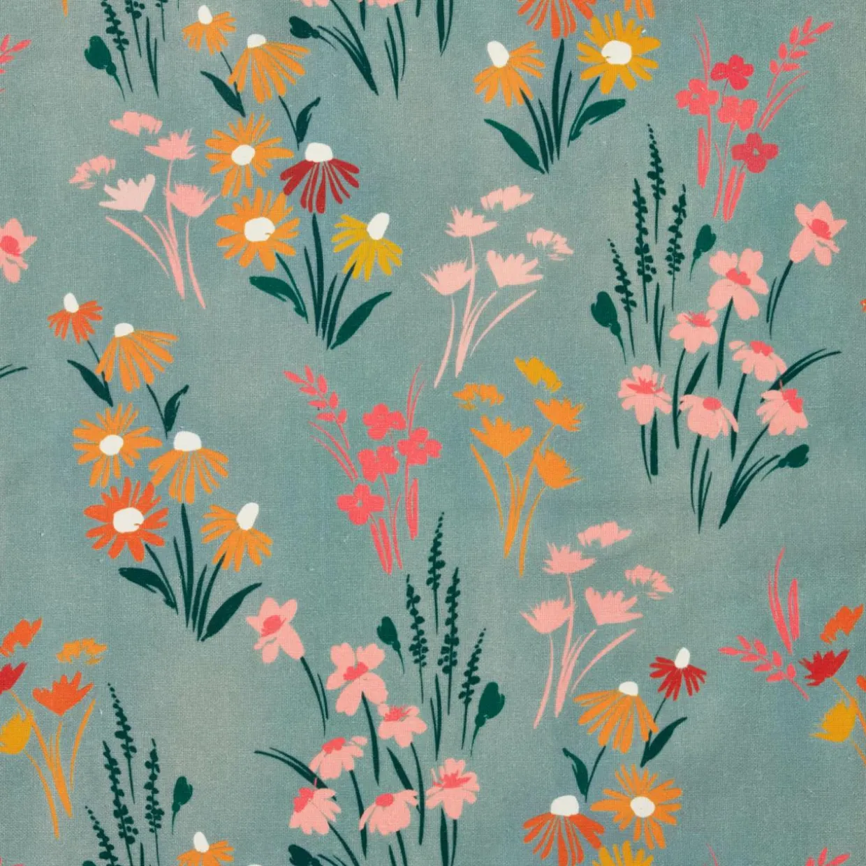 Nappe rectangulaire coton enduit (150 x 350 cm) Juliette Vert eucalyptus