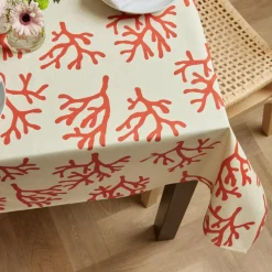 Nappe rectangulaire coton enduit (150 x 250 cm) Moorea Corail