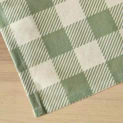 Nappe rectangulaire coton enduit (150 x 350 cm) Vichy Vert sauge