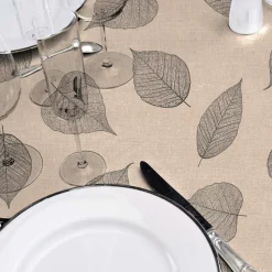 Nappe rectangulaire enduite PVC (140 x 240 cm) Feuillys Beige