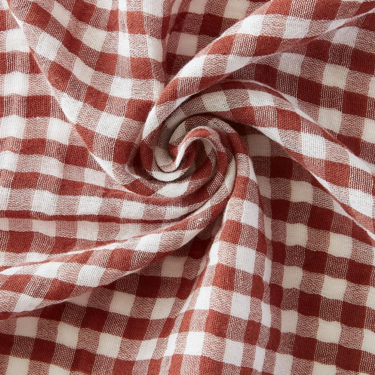 Nappe rectangulaire gaze de coton (150 x 250 cm) Gaïa vichy Terracotta