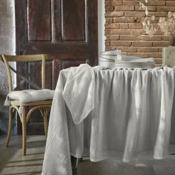 Nappe rectangulaire gaze de coton (150 x 250 cm) Gaïa Gris nuage