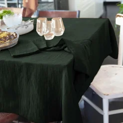 Nappe rectangulaire gaze de coton (150 x 350 cm) Gaïa Vert Sapin
