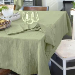Nappe rectangulaire gaze de coton (150 x 250 cm) Gaïa Vert tilleul