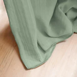 Nappe rectangulaire gaze de coton (150 x 350 cm) Gaïa Vert eucalyptus