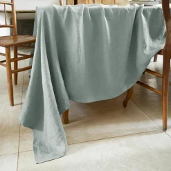 Nappe rectangulaire lin lavé (170 x 250 cm) Louise Vert eucalyptus