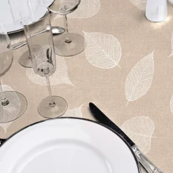 Nappe ronde enduite PVC (160 cm) Feuillys Blanche