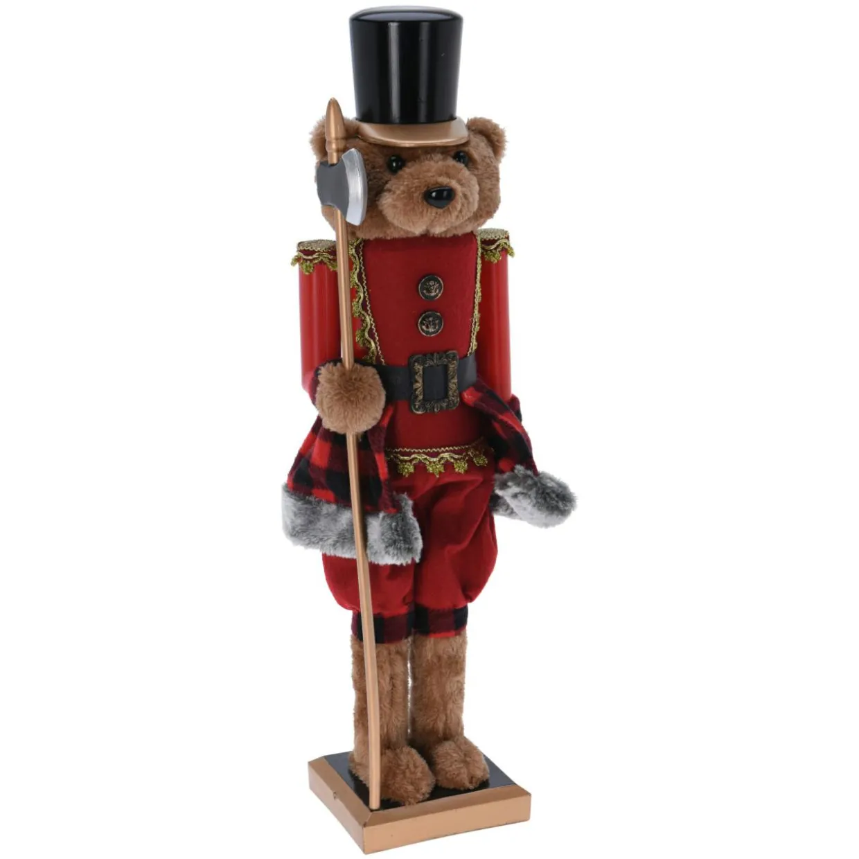 Ours casse-noisette (H60 cm) Misha le soldat Rouge et noir