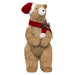Ours décoratif en bois (H73 cm) Gulliver curieux Marron clair