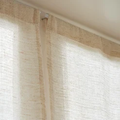 Paire de voilages passe-tringle effet lin (60 x 90 cm) Luca Beige