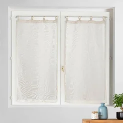 Paire de voilages tissés œillets bois (60 x 160 cm) Minalisa Beige