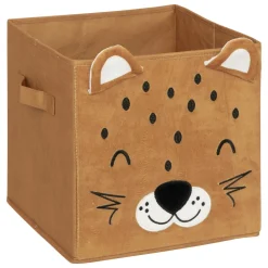 Panier de rangement pliant velours enfant (29 x 29 cm) Léo Marron