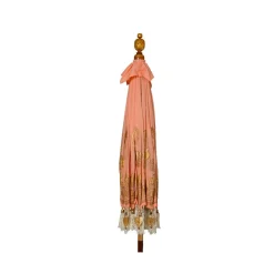 Parasol de jardin rond à franges (D2 m) Jaipur Beige rosé et dorure