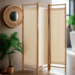 Paravent pliable en bambou 3 panneaux (135 x H170 cm) Hanoï