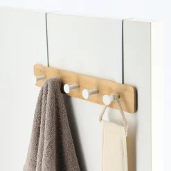 Patère pour porte 5 crochets (L37 x H20 cm) Bambou Blanc