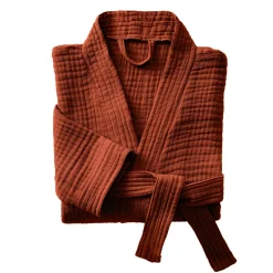 Peignoir de bain gaze de coton S/M Gaïa Terracotta
