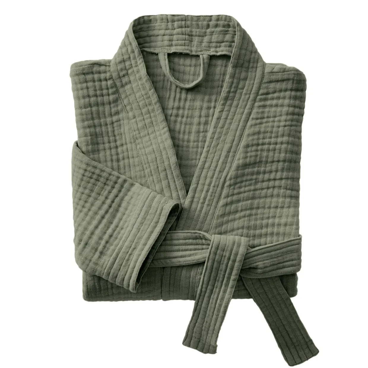 Peignoir de bain gaze de coton L/XL Gaïa Vert romarin