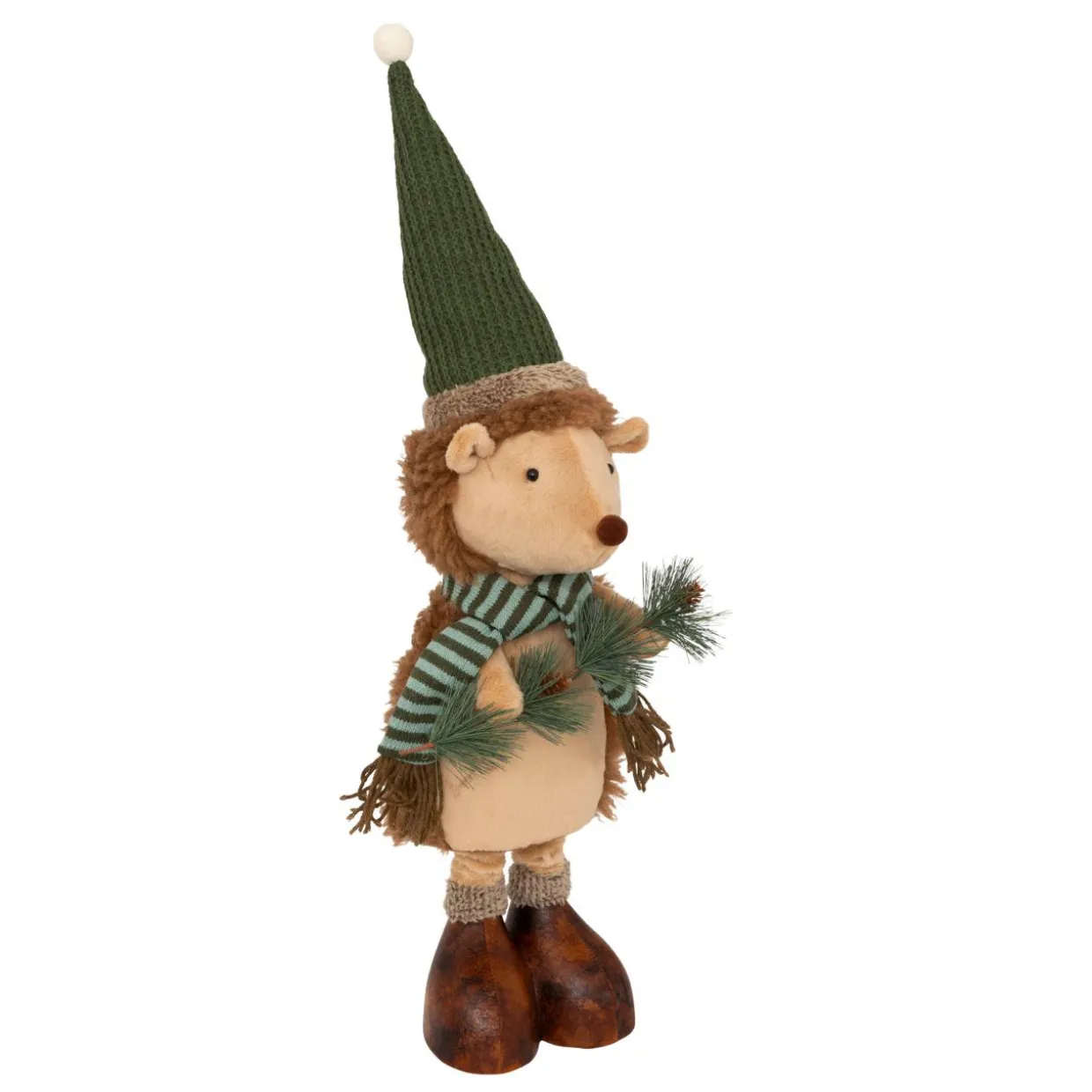 Peluche jambes téléscopiques (H95 cm) Hérisson de la forêt Beige et vert
