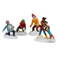 Personnages Lemax (Lot de 4) Bataille dans la neige