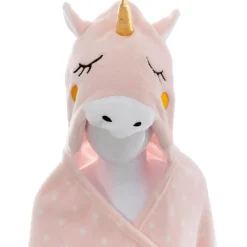 Plaid à capuche enfant (100 x 140 cm) Licorne Rose