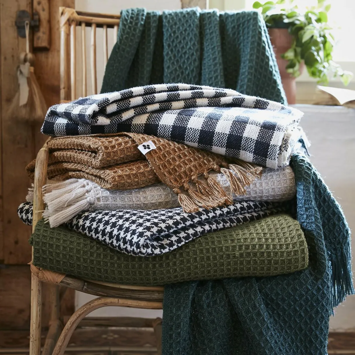 Plaid canapé matière recyclée (130 x 160 cm) Gabin Vert thym