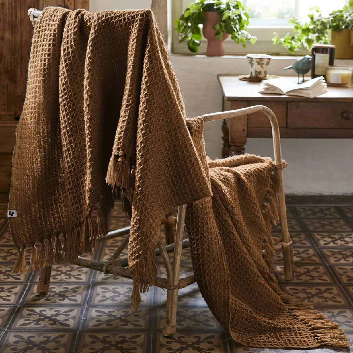 Plaid canapé matière recyclée (130 x 160 cm) Gabin Camel
