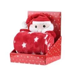 Plaid de Noël (100 x 75 cm) et peluche Edgard Rouge