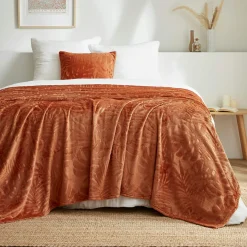 Plaid doux flanelle (180 x 230 cm) Flore Cuivre