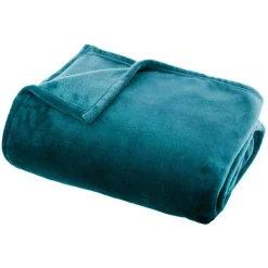 Plaid doux flanelle (220 x 240 cm) Didou Bleu canard