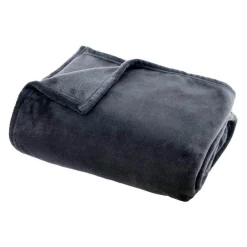 Plaid doux flanelle (180 x 230 cm) Didou Gris anthracite
