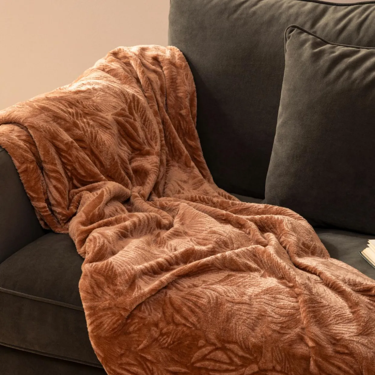 Plaid doux flanelle (180 x 230 cm) Ryo Marron