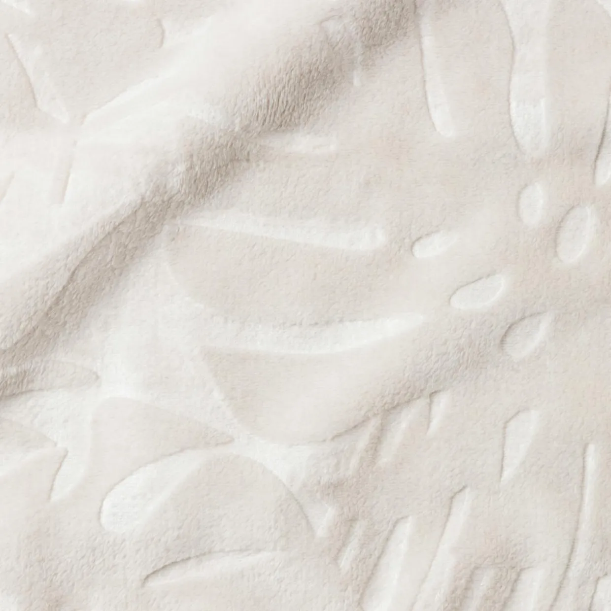 Plaid doux flanelle (220 x 240 cm) Flore Ecru