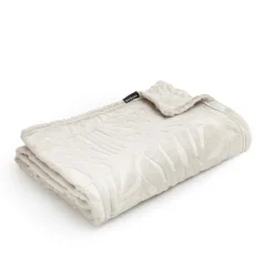 Plaid doux flanelle (220 x 240 cm) Flore Ecru