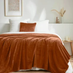 Plaid doux flanelle (220 x 240 cm) Didou Cuivre