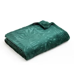 Plaid doux flanelle (130 x 180 cm) Flore Vert