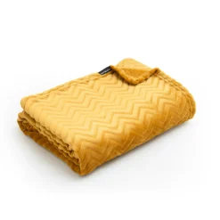 Plaid doux flanelle (220 x 240 cm) Zag Jaune moutarde
