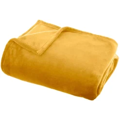 Plaid doux flanelle (125 x 150 cm) Didou Jaune moutarde
