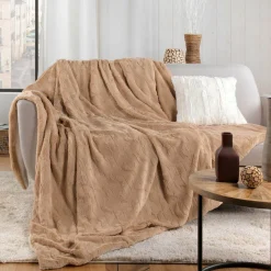 Plaid fausse fourrure (180 x 220 cm) Foxy Taupe