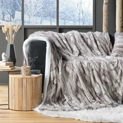 Plaid fausse fourrure (180 x 220 cm) Caribou Taupe