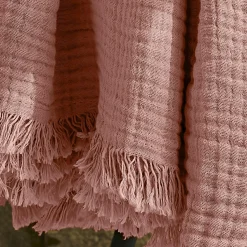 Plaid gaze de coton (130 x 160 cm) Gaïa Rose pêche
