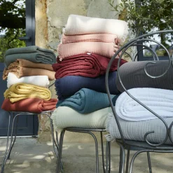 Plaid gaze de coton (180 x 220 cm) Gaïa Camel