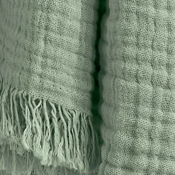 Plaid gaze de coton (180 x 220 cm) Gaïa Vert eucalyptus
