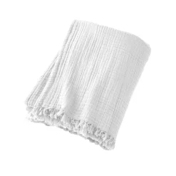 Plaid gaze de coton (180 x 220 cm) Gaïa Blanc chantilly