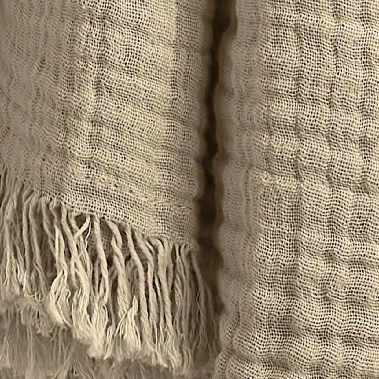 Plaid gaze de coton (130 x 160 cm) Gaïa Ficelle
