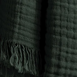 Plaid gaze de coton (130 x 160 cm) Gaïa Vert sapin