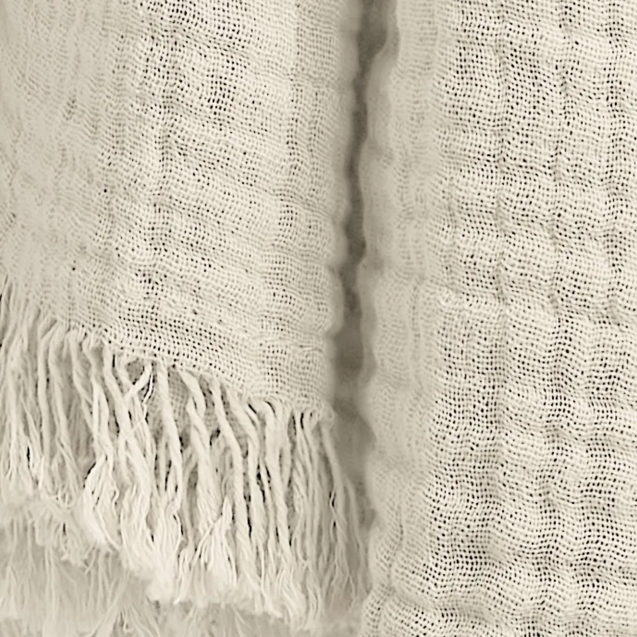 Plaid gaze de coton (130 x 160 cm) Gaïa Beige pampa