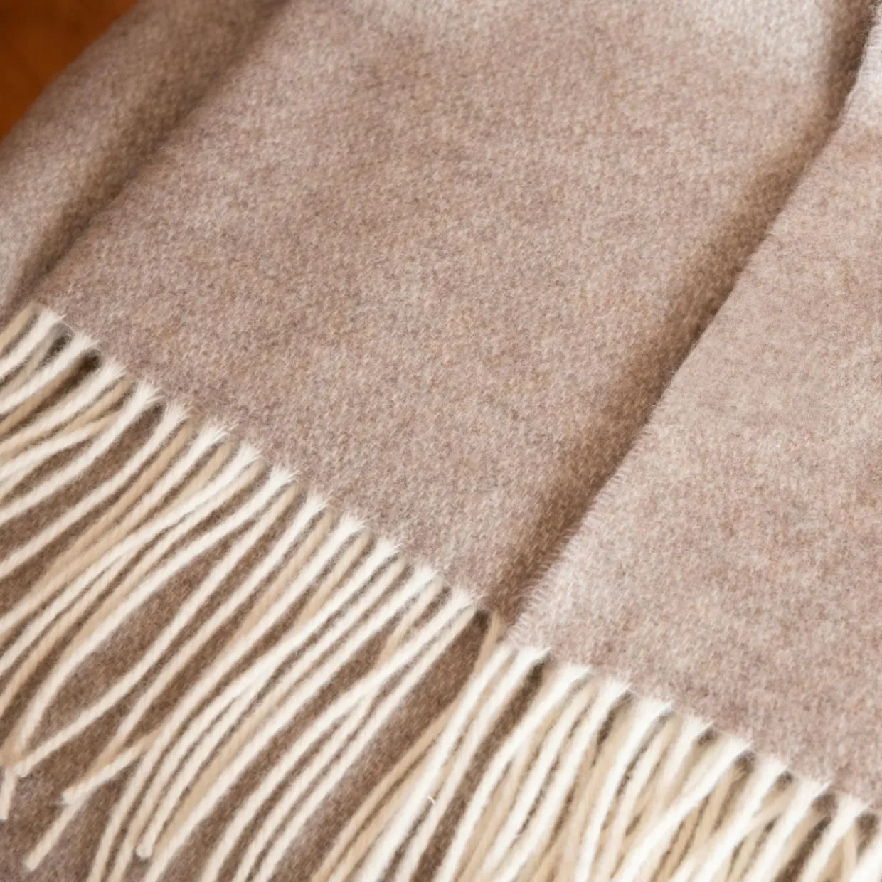 Plaid laine et cachemire (140 x 200 cm) Côme Beige